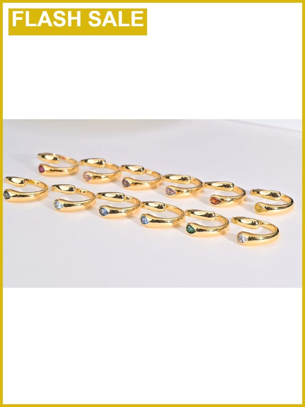Chunky 14K Gold Plated Stackable Birthstone Rings Open Adjustable - Picture 6 of 6